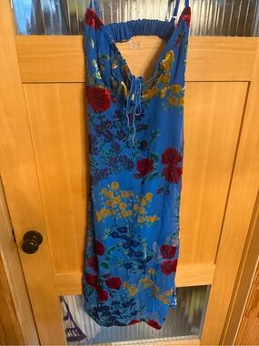 VC Blue Sexy Spaghetti Strap Party Women Dress Commense Med Floral